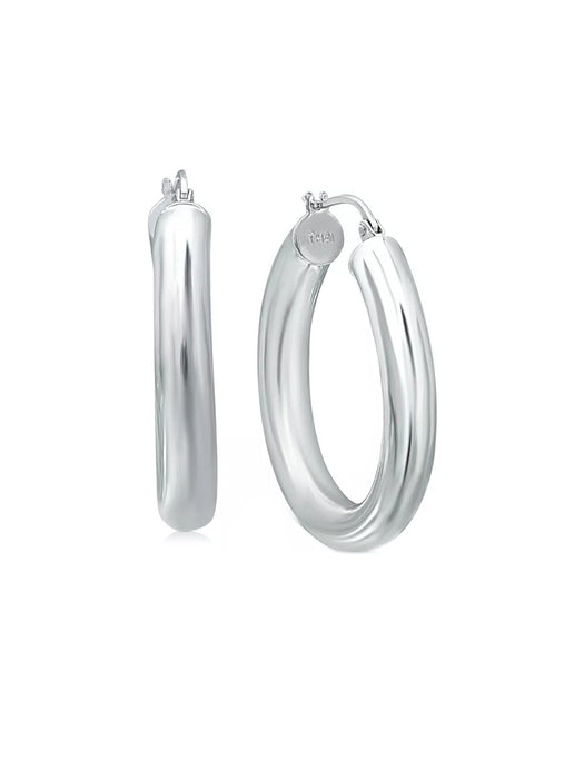 Sterling Silver Tube Pincatch Hoops | Trendy Classic Earrings | Light Years 
