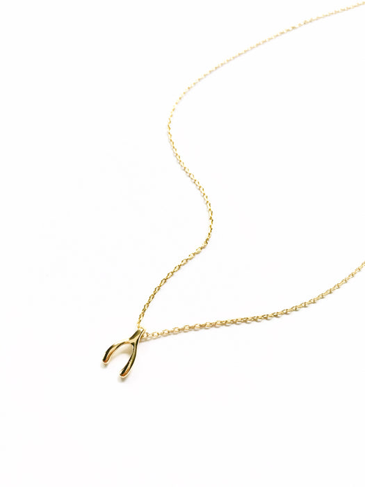 Wishbone Choker Necklace | Gold Plated Chain Charm Pendant | Light Years
