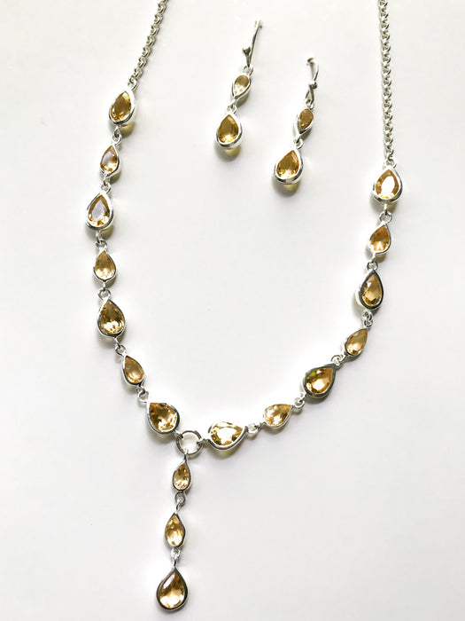 Citrine Necklace & Earring Set | Sterling Silver Gemstone | Light Years