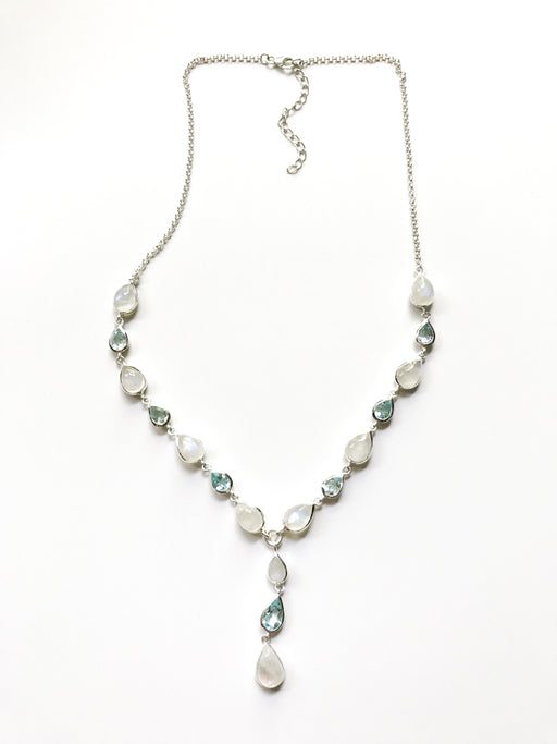 Moonstone & Blue Topaz Necklace | Sterling Silver Gemstones | Light Years