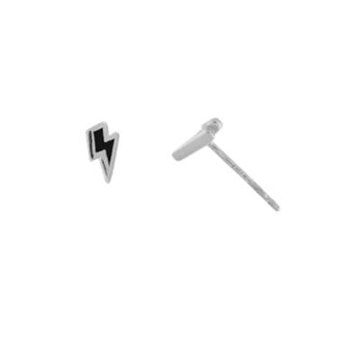 Inlaid Lightning Bolt Posts | Sterling Silver Onyx Studs | Light Years