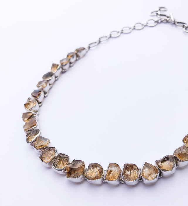 Raw Citrine Statement Necklace | Sterling Silver Stone | Light Years