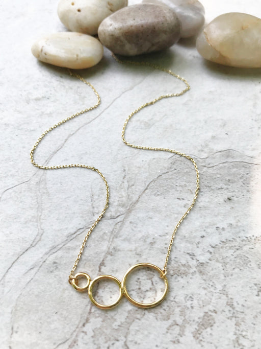 Three Ring Bubble Necklace | White Gold Silver Plated Chain | Light Years