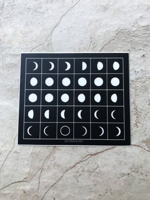 Black Moon Phase Sticker | Water Resistant USA | Light Years Jewelry