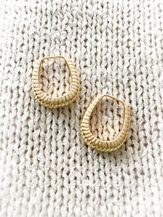 Ridged Oval Statement Huggie Hoops | Gold plated Earrings | Light Years