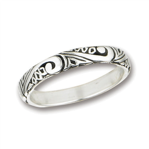 Embossed Swirls Band Ring | Sterling Silver Size 5 6 7 8 9 | Light Years