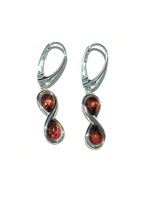Amber Infinity Earrings | Sterling Silver Dangles | Light Years Jewelry