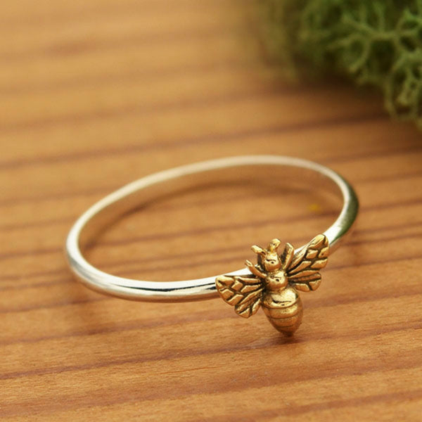 Bronze Bee Ring | Sterling Silver Band Size 6 7 8 9 | Light Years
