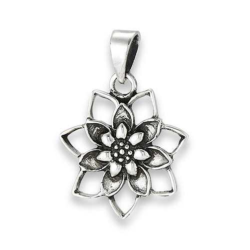 Blooming Lotus Pendant | Sterling Silver Necklace | Light Years Jewelry