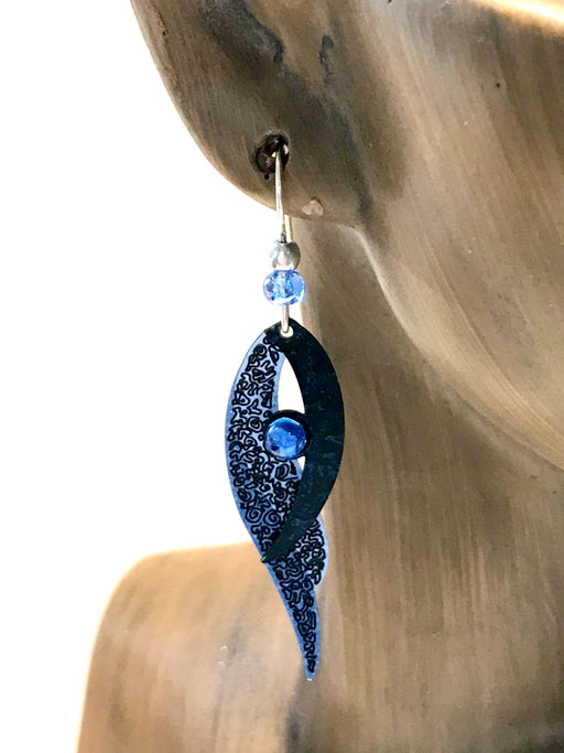 Blue Bird Wings Earrings | Sterling Silver Dangles | Light Years Jewelry