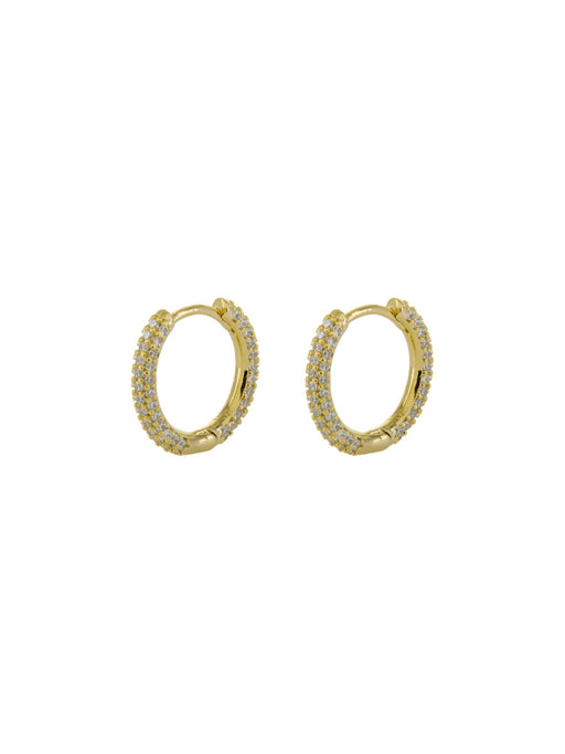 Pave Set CZ Huggie Hoops | Gold Plated Earrings | Light Years Jewelry