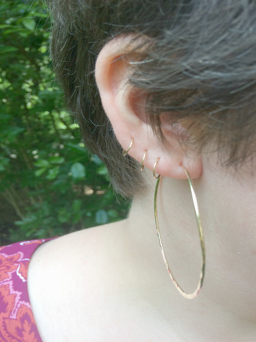 Gold Filled Hammered Hoops | 14kt Gold Earrings | Light Years Jewelry
