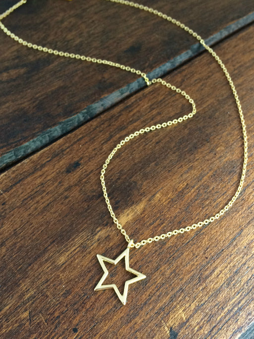 Star Outline Pendant Choker Necklace | Gold Silver Plated | Light Years
