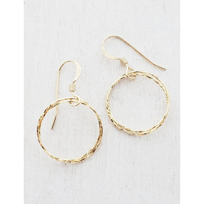 Diamond Cut Circle Dangles | 14kt Gold Filled Earrings | Light Years