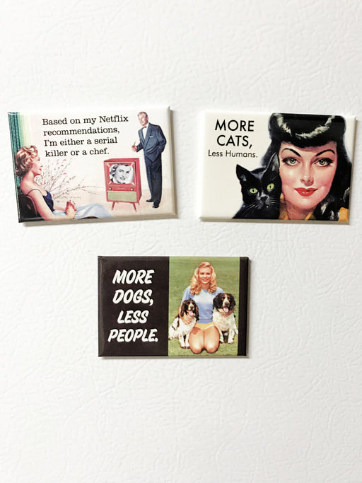 "More Dogs, Less People" Fridge Magnet | 2 x 3 | Light Years Jewelry