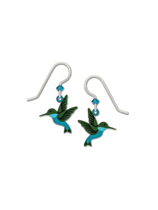 Emerald Hummingbird Dangles | Sterling Silver Earrings | Light Years