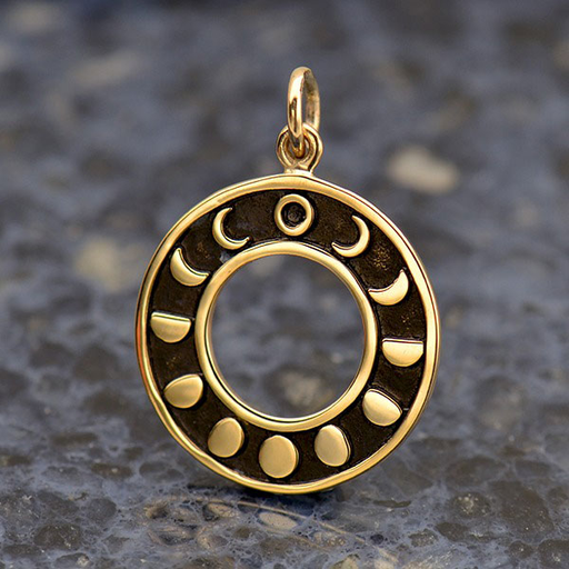 Moon Phase Ring Necklace | 14kt Gold Vermeil Bronze Pendant Chain | Light Years