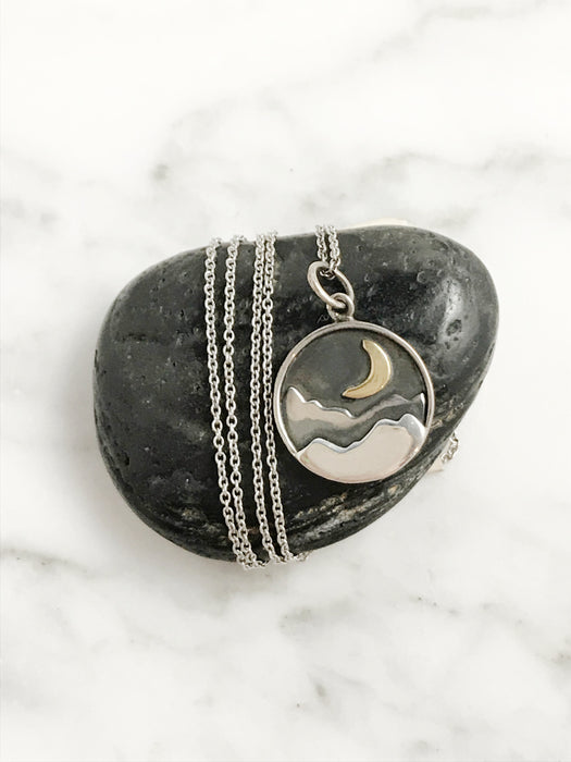 Mountain Moon Necklace | Sterling Silver Chain | Light Years Jewelry