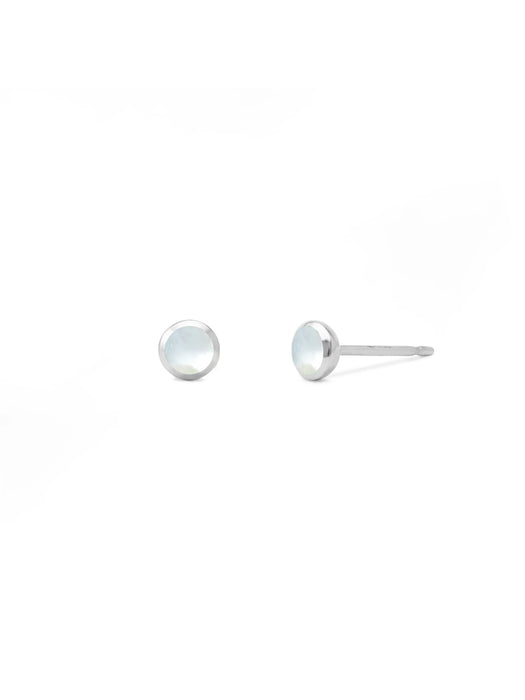 Mother of Pearl Round Stone Posts | Sterling Silver Stud Earrings | Light Years Jewelry