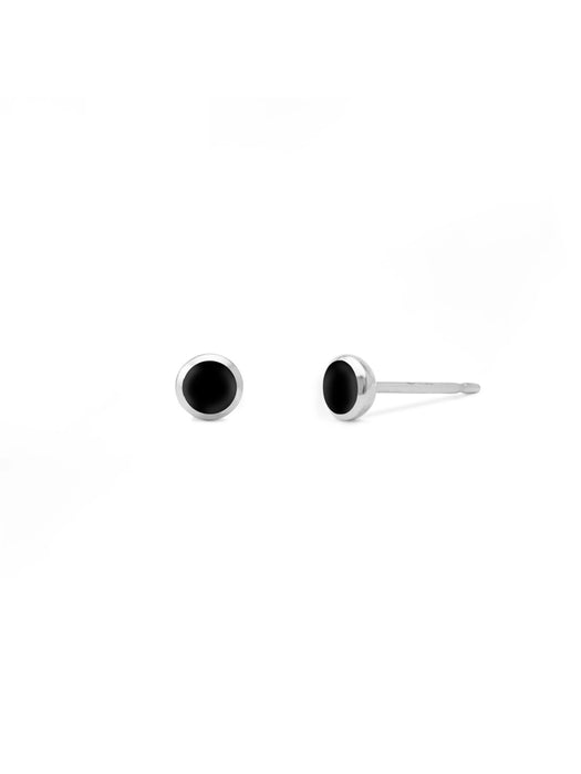 Black Onyx Round Stone Posts | Sterling Silver Stud Earrings | Light Years Jewelry