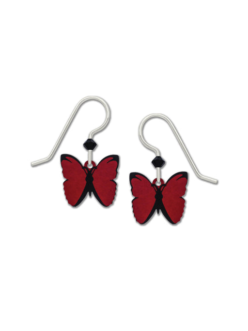 Red Lacewing Butterfly Dangles | Sterling Silver Earrings | Light Years