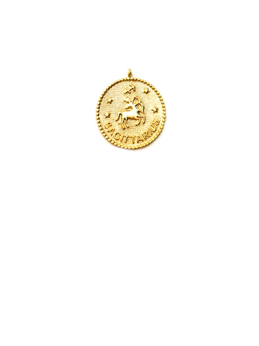 Zodiac Medallion Necklace | Sagittarius | Gold Plated Chain Pendant | Light Years 