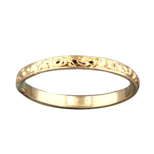 Embossed Swirl Gold Band | 14kt Gold Filled Ring | Light Years Jewelry