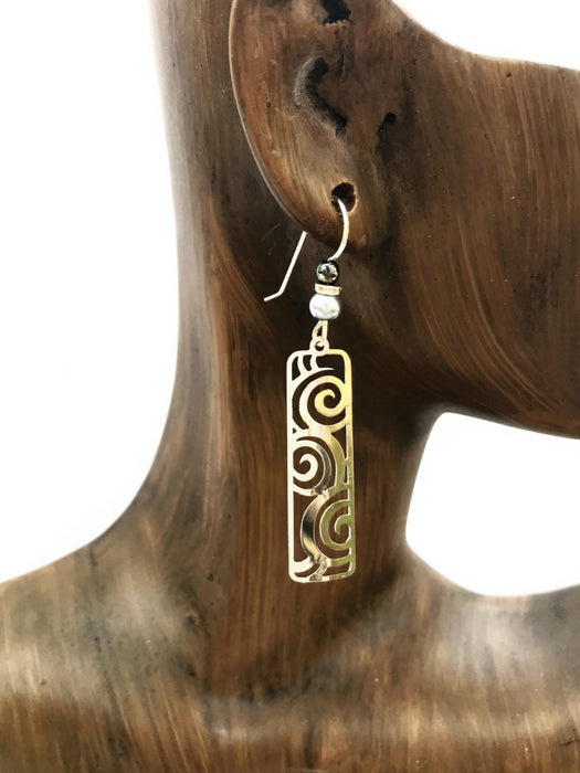 Swirly Silver Columns by Adajio | Dangle Earrings | Light Years Jewelry