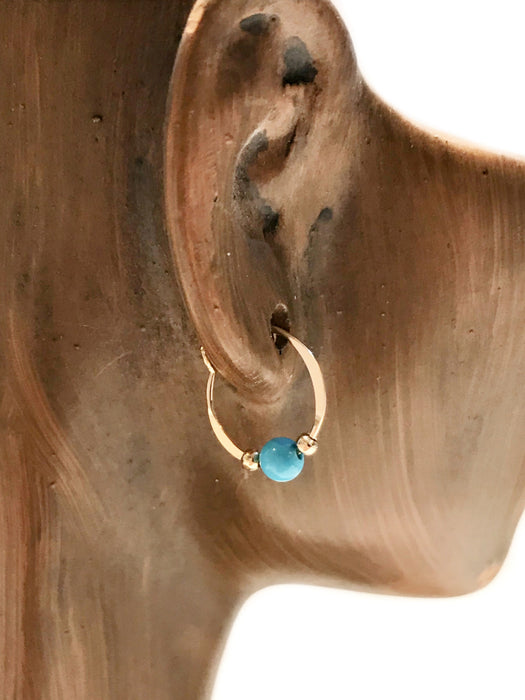 Turquoise Bead Hoops | Sterling Silver Gold Filled Earrings | Light Years