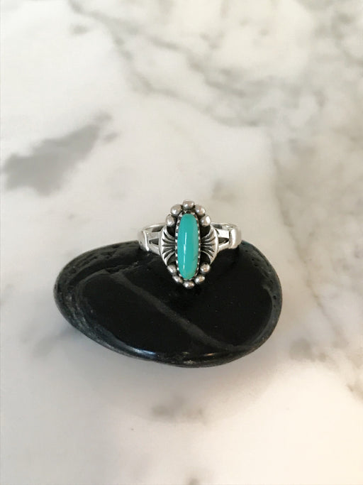 Oval Turquoise Stone Ring | Sterling Silver 4 5 6 7 8 9 | Light Years