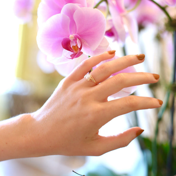 Wrapped Pearl Ring | Sterling Silver 5 6 7 8 9 | Light Years Jewelry